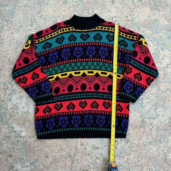 90’s Heart Flower Knitted Vintage Sweater - Picture 1 of 4